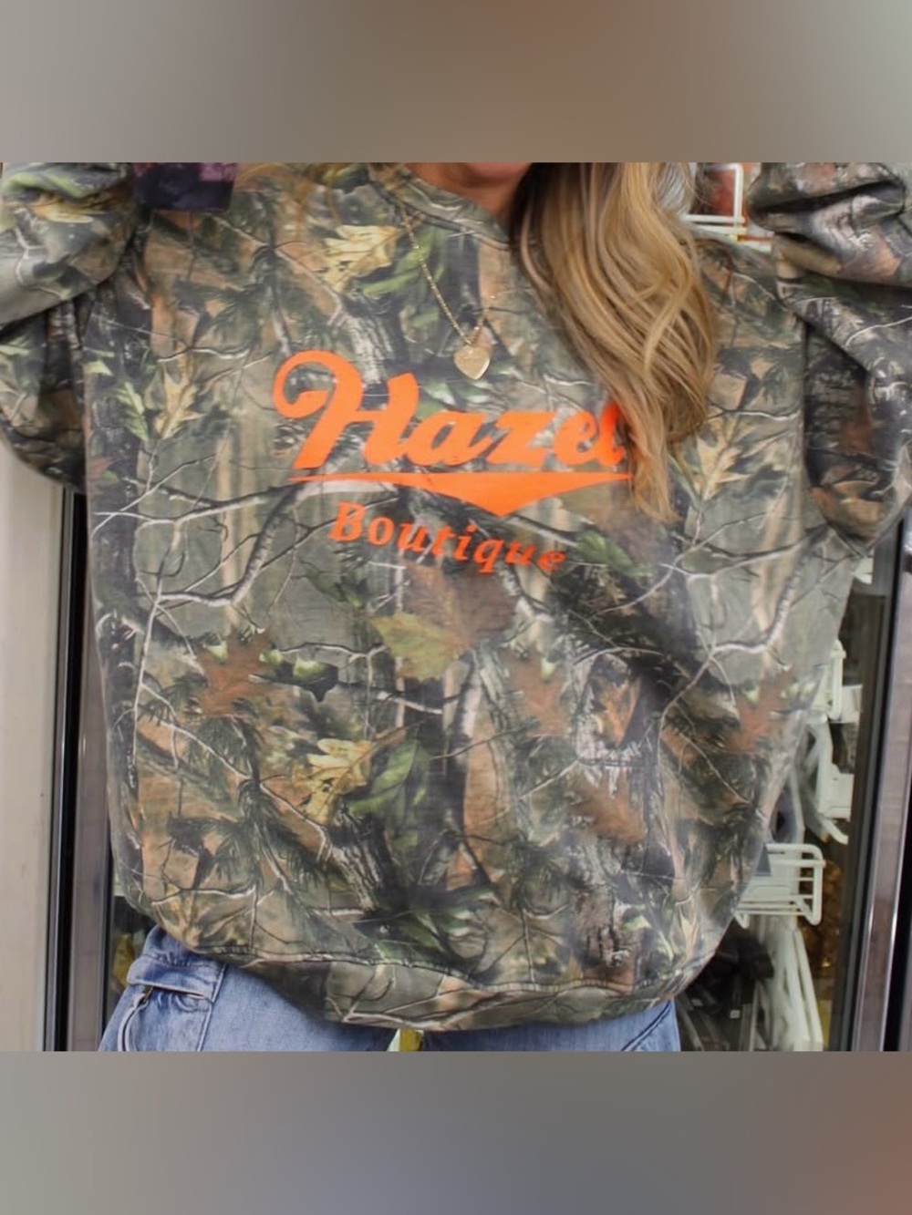 Hazel Boutique Camo Pullover Hoodie - Olive Green & Orange